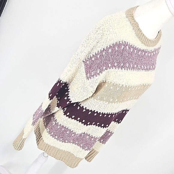 Staccato Womens Crew Neck Striped Purple & Beige Pullover Knit Sweater szS NWT - Picture 4 of 9